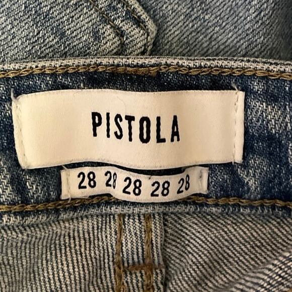 Pistola Blue High Waist Distressed Frayed Raw Hem Bootcut Flared Denim Jeans 28 - Picture 4 of 5